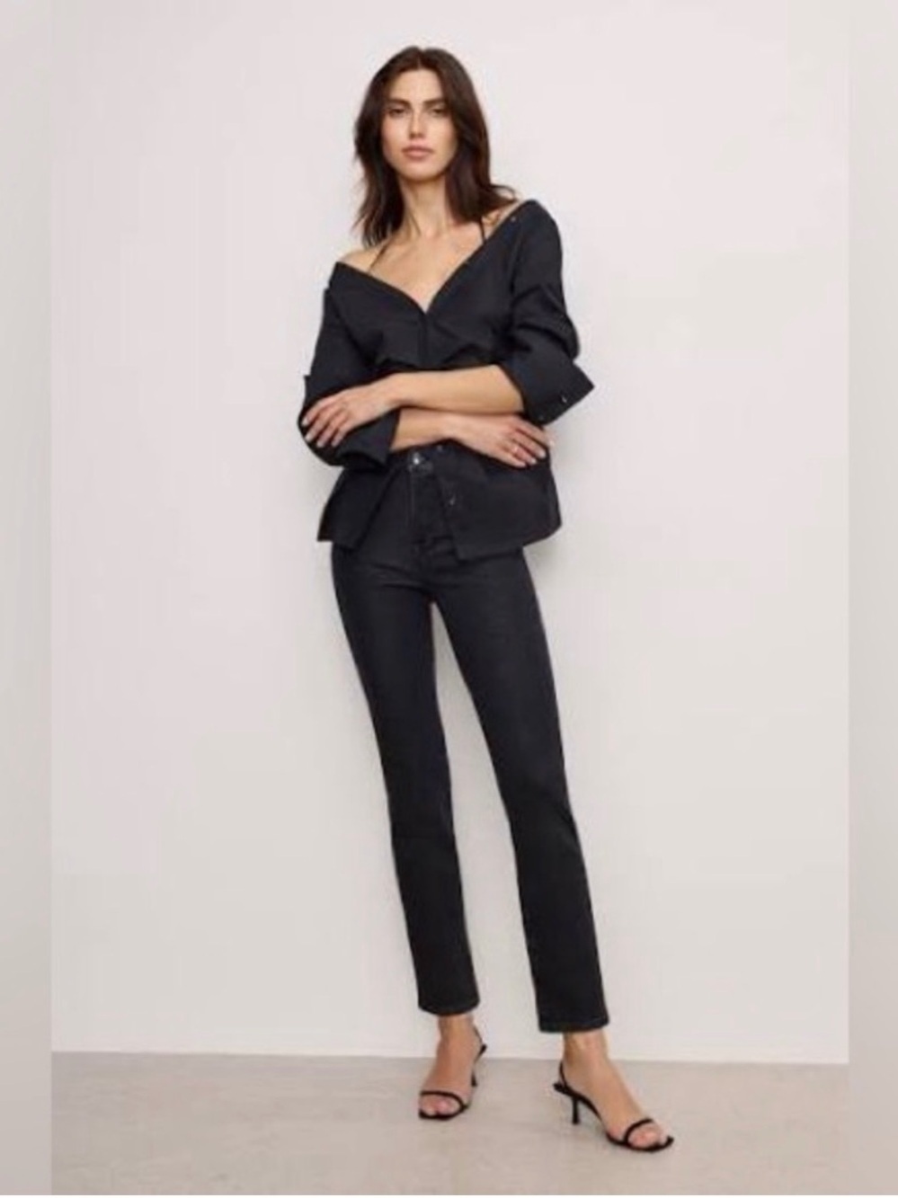 Good American Good Legs Straight Jeans Black - 14
